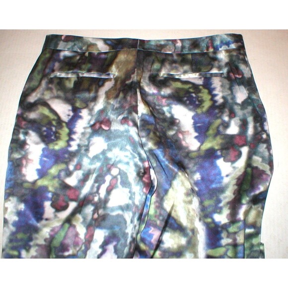New NWT $395 Theyskens' Theory Silk Print Pants Womens Padgette Multi Red Blue 4 - Picture 4 of 8